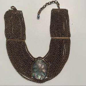 Stephen Dweck Brass and Mother of Pearl Necklace